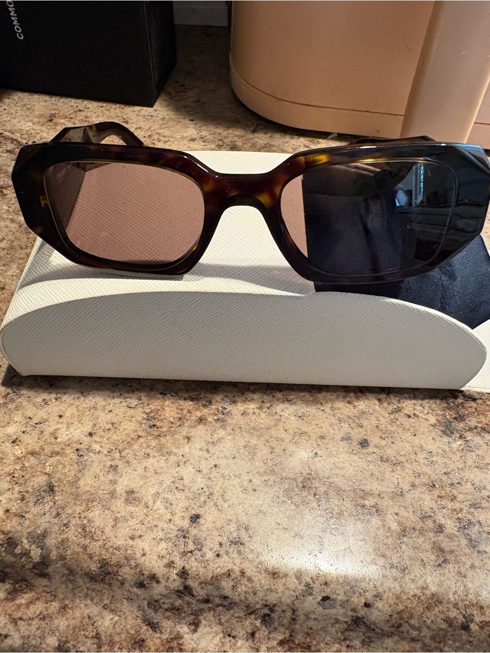 Prada Tortoiseshell Brown Oversized Rectangle Sunglasses